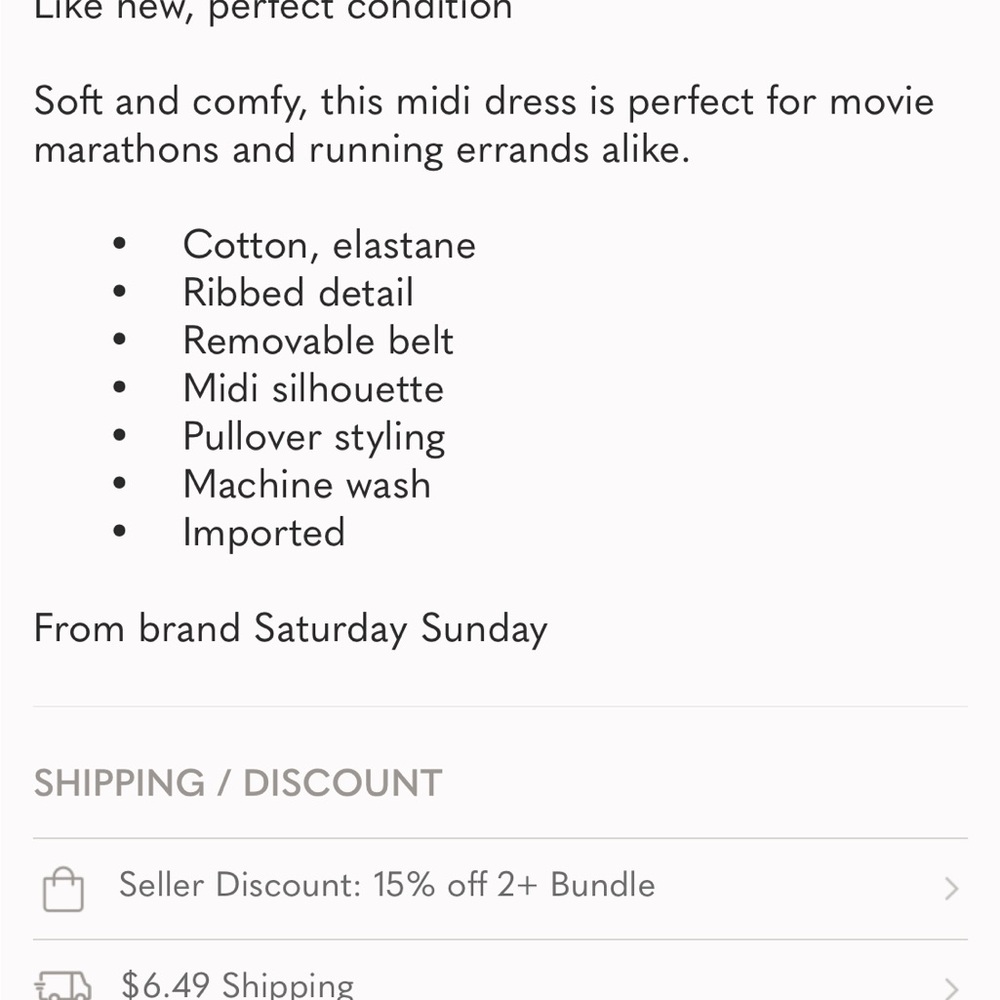 Anthropologie Addy Ribbed Midi Dress by Daily  Practice - fits L to XL - Picture 5 of 9